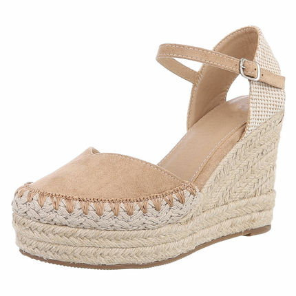 Damen Keilsandaletten - khaki - 12 Paar