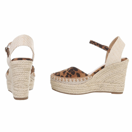 Damen Keilsandaletten - leopard