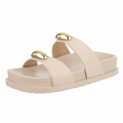 Damen Pantoletten - beige Gr. 37