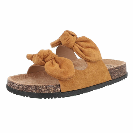 Damen Pantoletten - camel - 12 Paar
