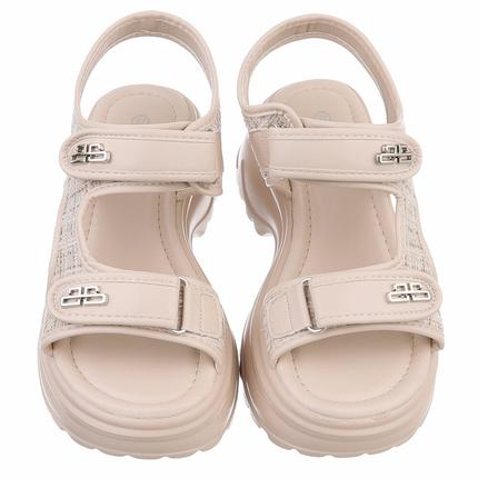 Damen Keilsandaletten - beige