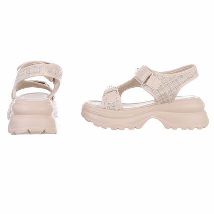 Damen Keilsandaletten - beige