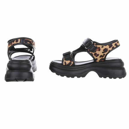 Damen Keilsandaletten - leopard