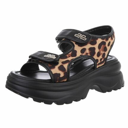 Damen Keilsandaletten - leopard Gr. 36