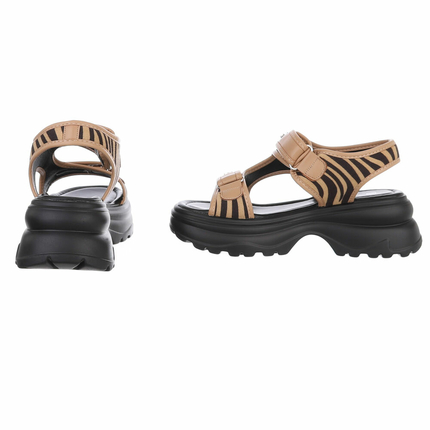Damen Keilsandaletten - zebra