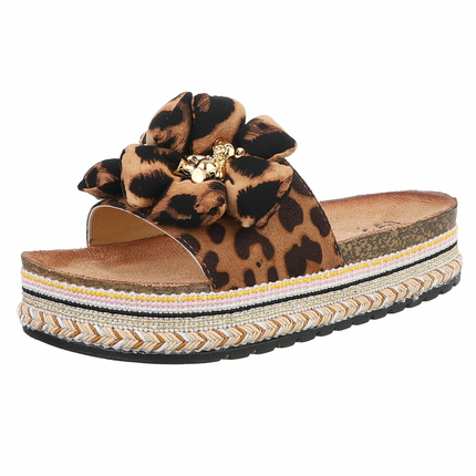 Damen Pantoletten - leopard - 12 Paar