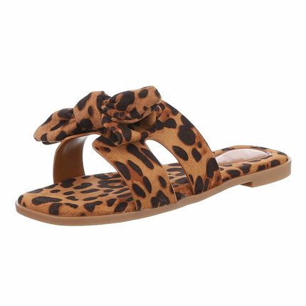 Damen Pantoletten - leopard - 12 Paar