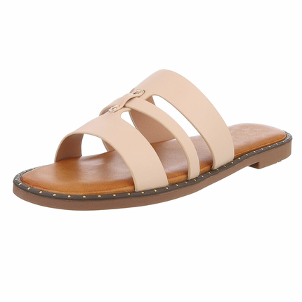 Damen Pantoletten - beige - 12 Paar