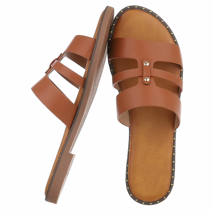 Damen Pantoletten - camel