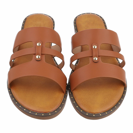 Damen Pantoletten - camel