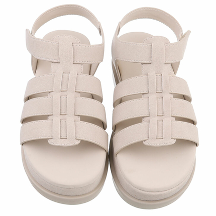 Damen Keilsandaletten - beige