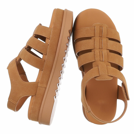 Damen Keilsandaletten - camel