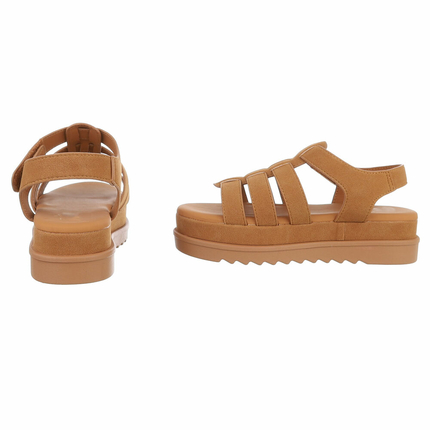 Damen Keilsandaletten - camel