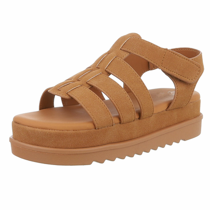 Damen Keilsandaletten - camel Gr. 37