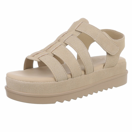 Damen Keilsandaletten - khaki Gr. 37