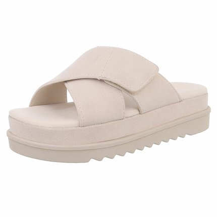 Damen Pantoletten - beige Gr. 38