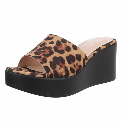 Damen Keilsandaletten - leopard - 12 Paar