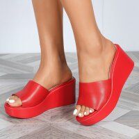 Damen Keilsandaletten - red