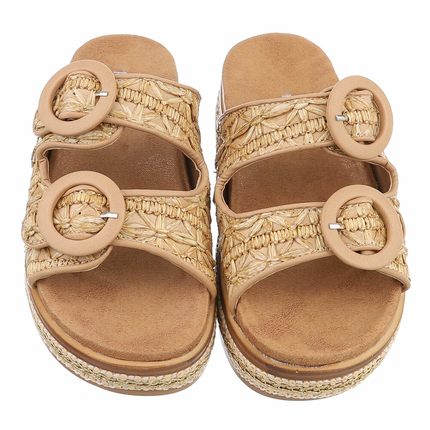 Damen Pantoletten - beige