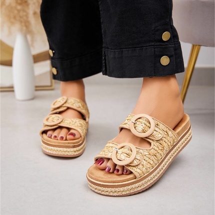 Damen Pantoletten - beige