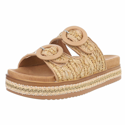 Damen Pantoletten - beige Gr. 39
