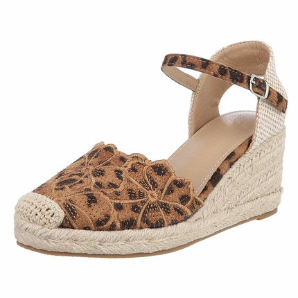 Damen Keilsandaletten - leopard Gr. 39