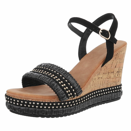 Damen Keilsandaletten - black - 12 Paar
