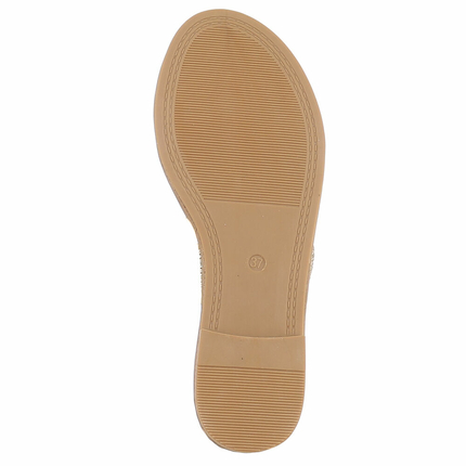 Damen Flache Sandalen - champagne
