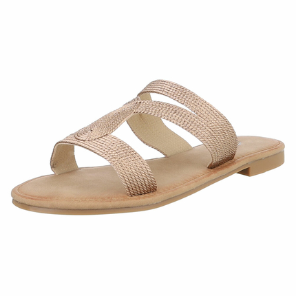 Damen Flache Sandalen - champagne - 12 Paar
