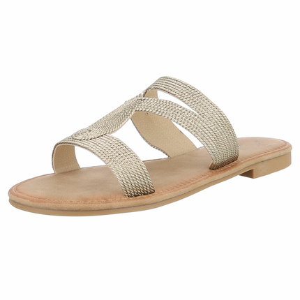 Damen Flache Sandalen - gold Gr. 37