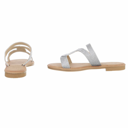 Damen Flache Sandalen - silver