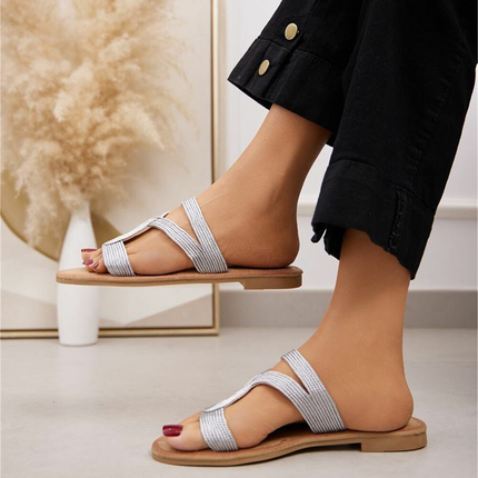 Damen Flache Sandalen - silver