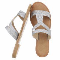 Damen Flache Sandalen - silver