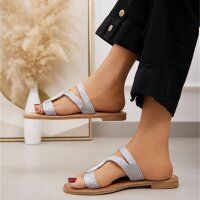 Damen Flache Sandalen - silver