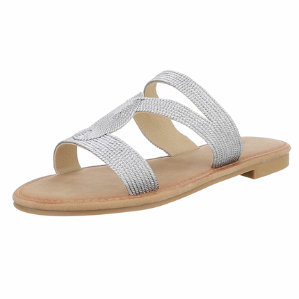 Damen Flache Sandalen - silver Gr. 36