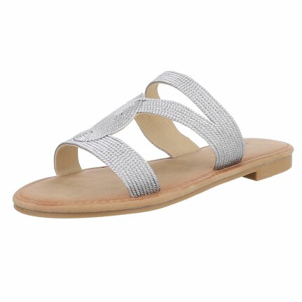 Damen Flache Sandalen - silver Gr. 38