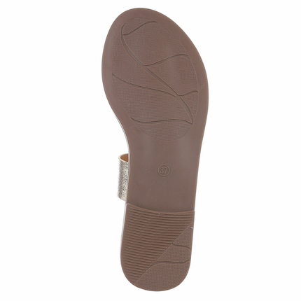 Damen Flache Sandalen - pewter