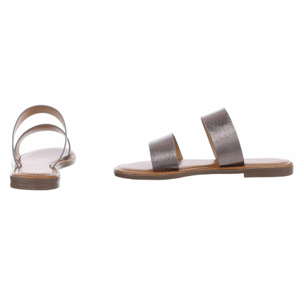 Damen Flache Sandalen - pewter