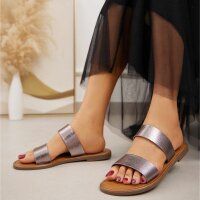 Damen Flache Sandalen - pewter