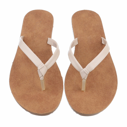 Damen Flache Sandalen - beige