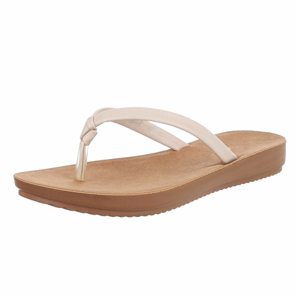 Damen Flache Sandalen - beige Gr. 38