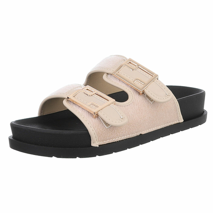 Damen Pantoletten - beige Gr. 38