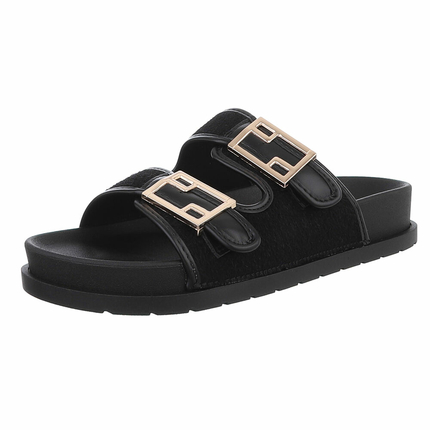 Damen Pantoletten - black - 12 Paar