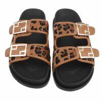 Damen Pantoletten - brownleopard