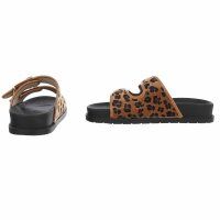 Damen Pantoletten - brownleopard