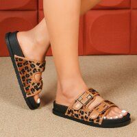 Damen Pantoletten - brownleopard