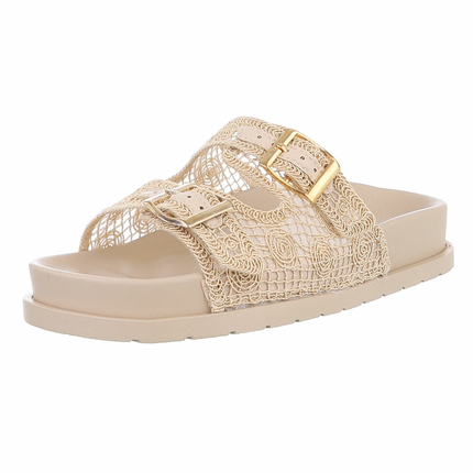 Damen Pantoletten - beige Gr. 37