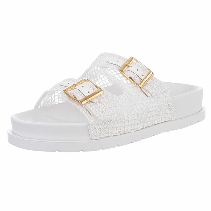 Damen Pantoletten - white - 12 Paar