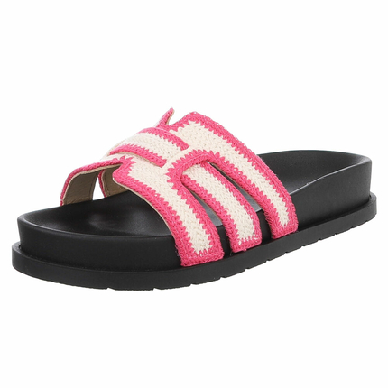 Damen Pantoletten - fushia - 12 Paar