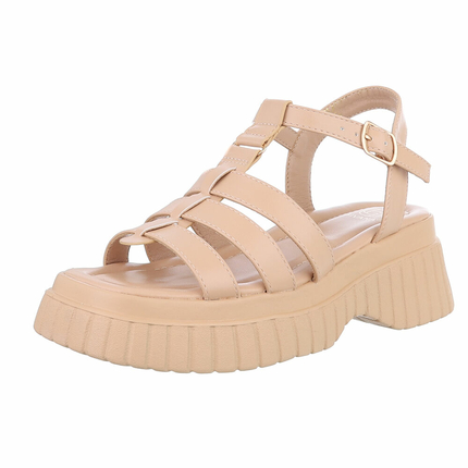 Damen Keilsandaletten - beige Gr. 36
